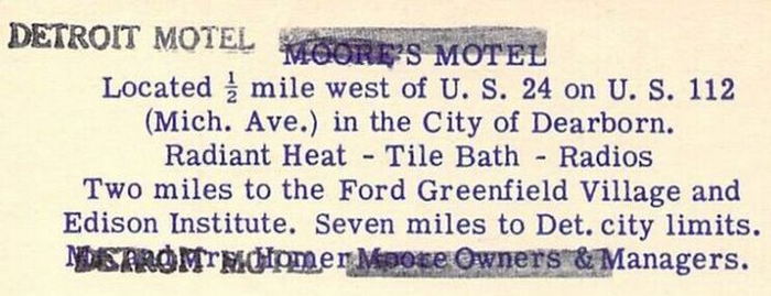 Falcon Inn (Detroit Motel, Moores Motel) - Vintage Postcard (newer photo)